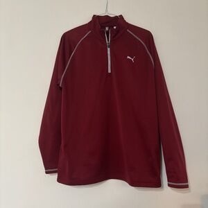 Puma Men’s Performance Quarter-Zip Pullover — Maroon — Size L